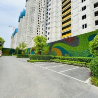 The three-dimensional green fence on the roadside helps to improve the city’s image